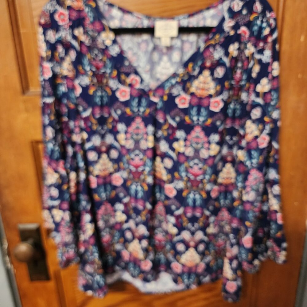 Blue floral blouse, size xl